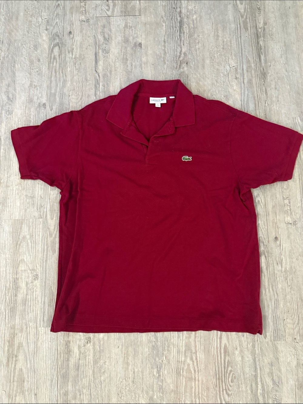 Lacoste Men's Deep Red Polo with Embroidered Crocodile